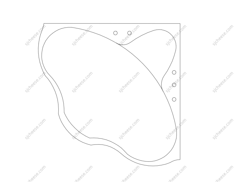 元宝造型浴缸平面CAD图块
