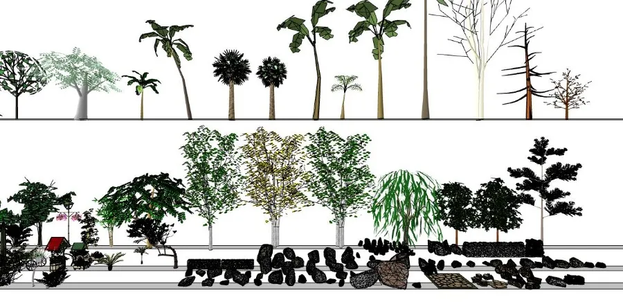 Sketchup草图大师分层精品模型库丨植物丨软装丨材质丨家具丨1.5G