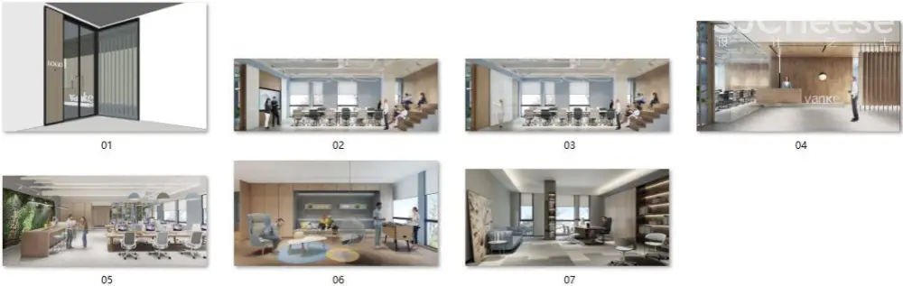 集艾G&A - 上海万科御河硅谷办公室丨CAD施工图+设计方案+物料丨143M