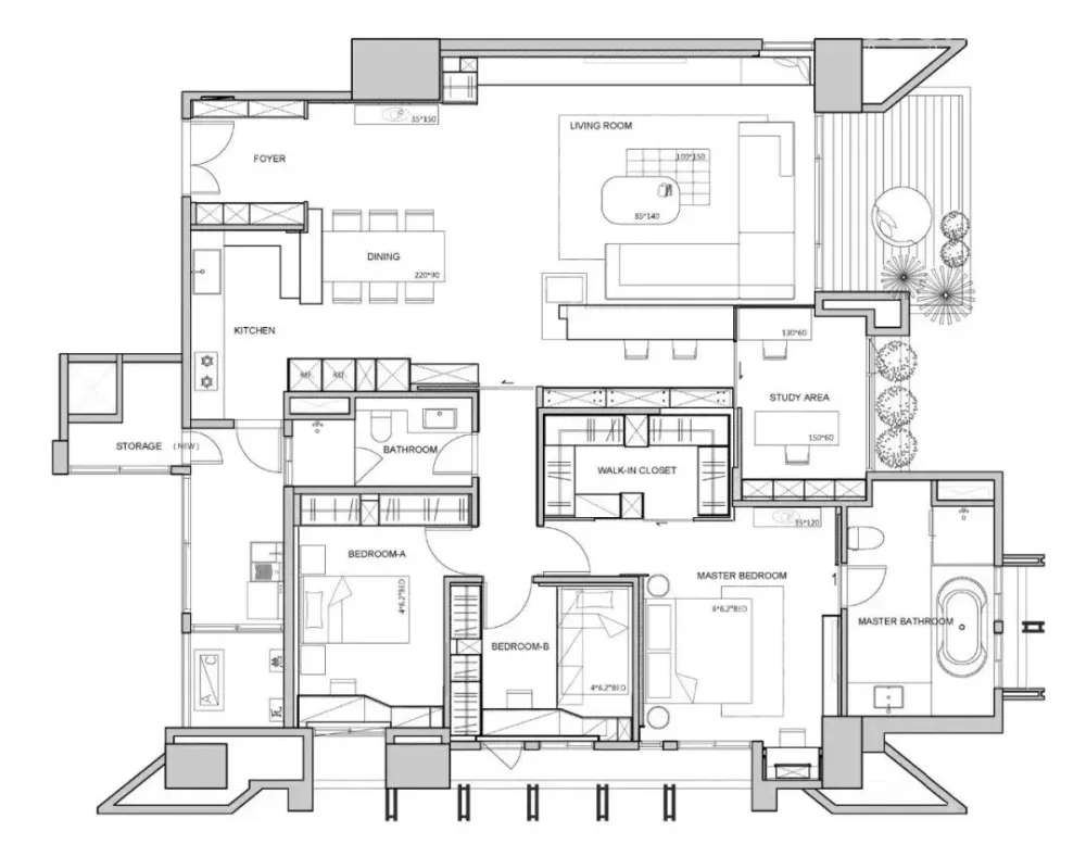 家装公寓三居室平面布局规划方案图合集丨670张JPG丨187M-时刻设计网